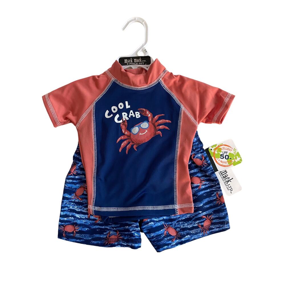 Mick Mack LTD baby boys 12 months 2 piece swim short set NWT